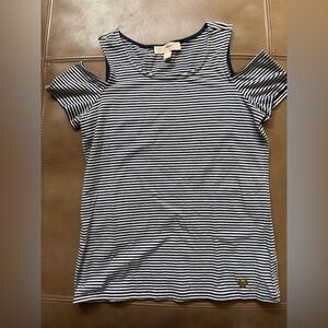 Michael Kors Navy and Cream Striped Tee